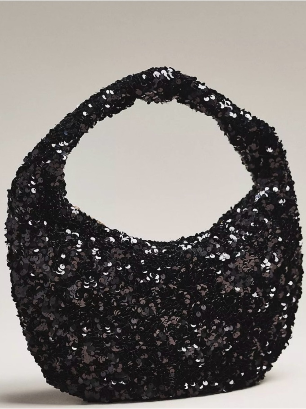 Anthropology Paillette Sequin Crescent Bag with removable martini charm